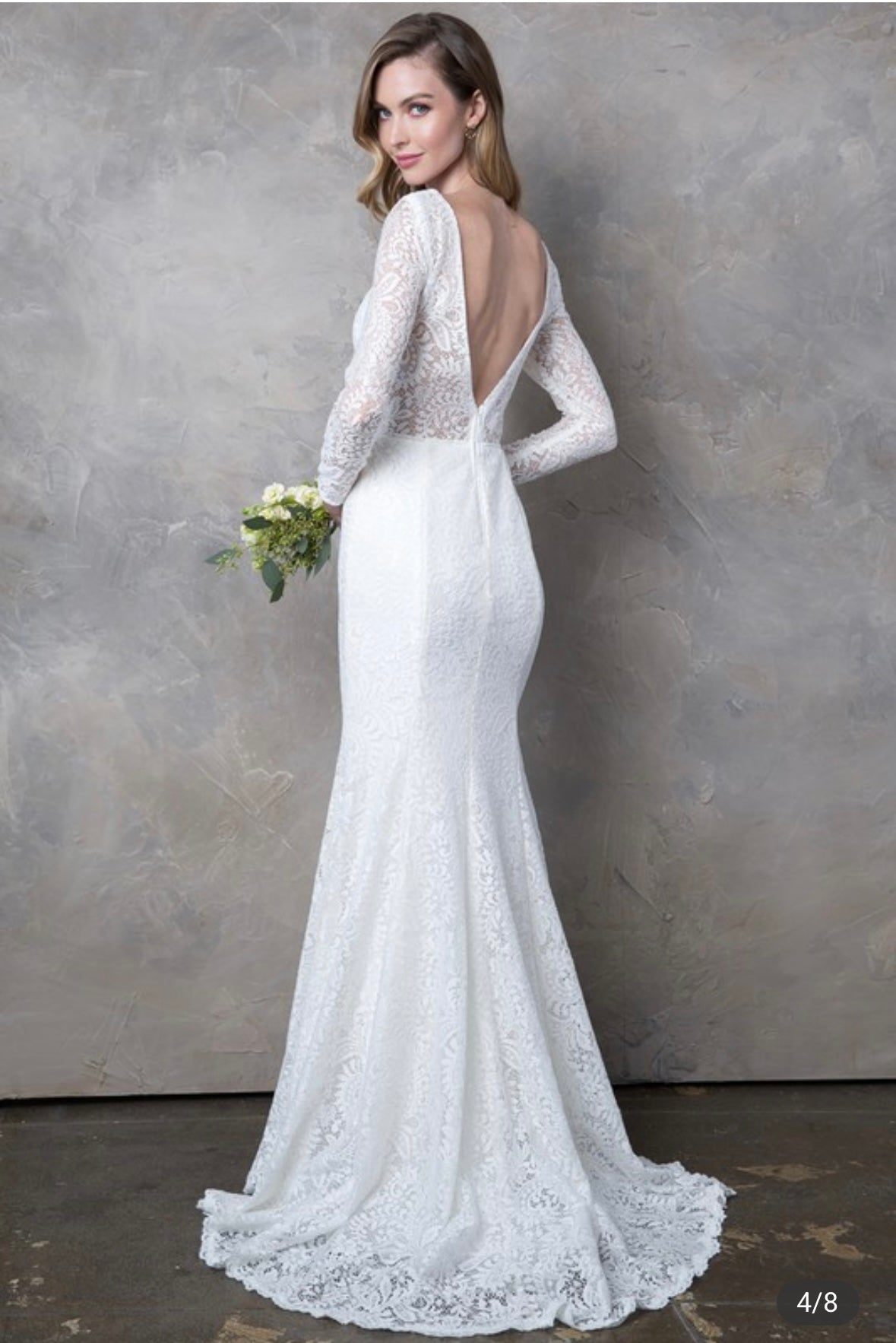Long Sleeve Lace Bridal Gown.