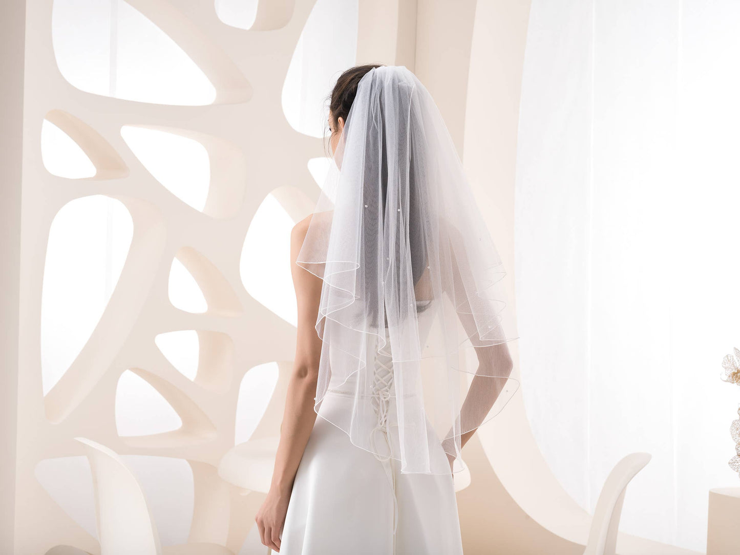 Short Veil with Crystals