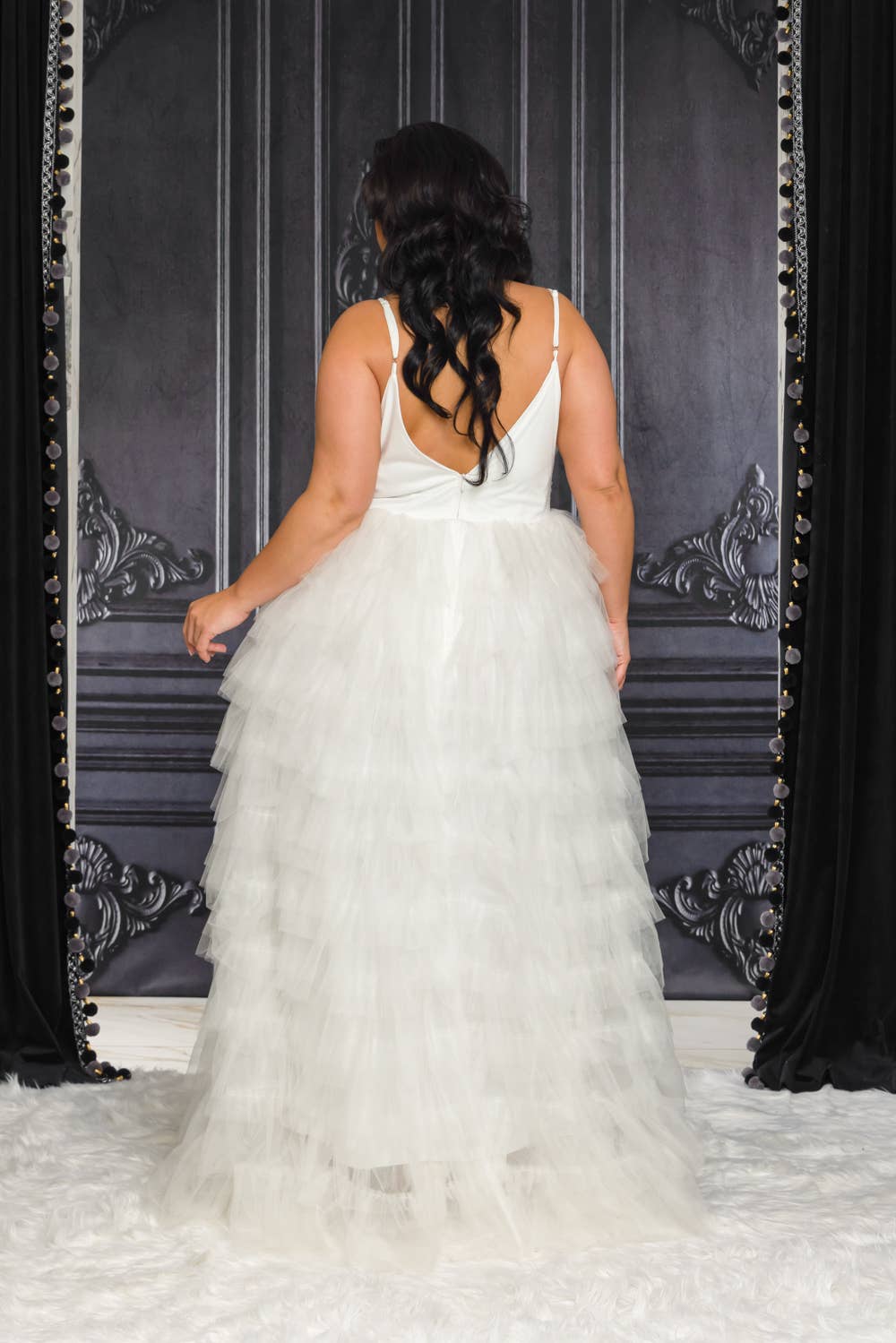 PLUS SIZE WHITE TULLE MAXI DRESS