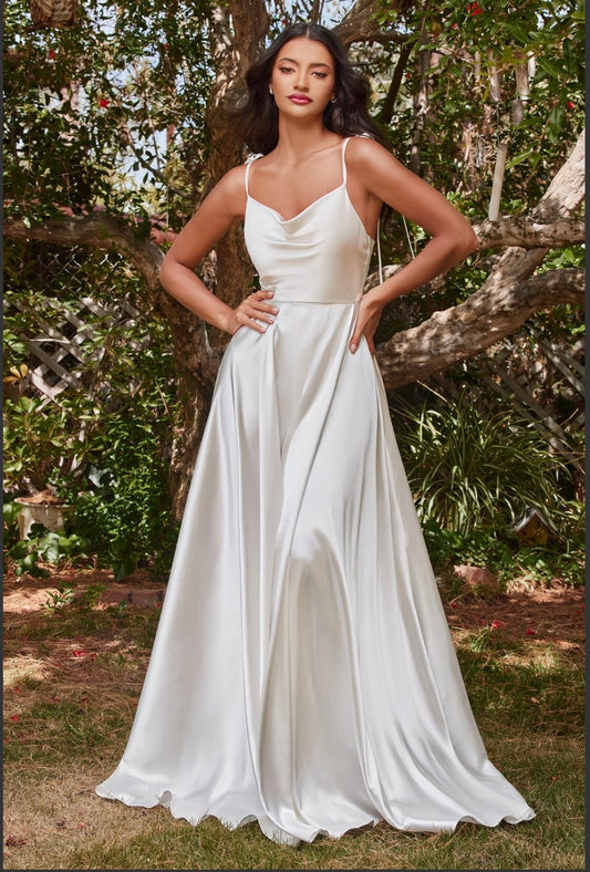 Cowl Neckline A-Line Satin Dress